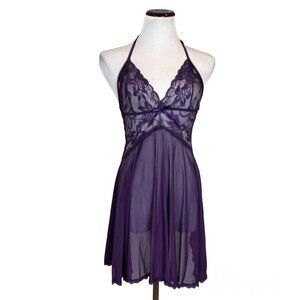 Avidlove Purple Lace Chemise Babydoll Lingerie Sheer Small NWT